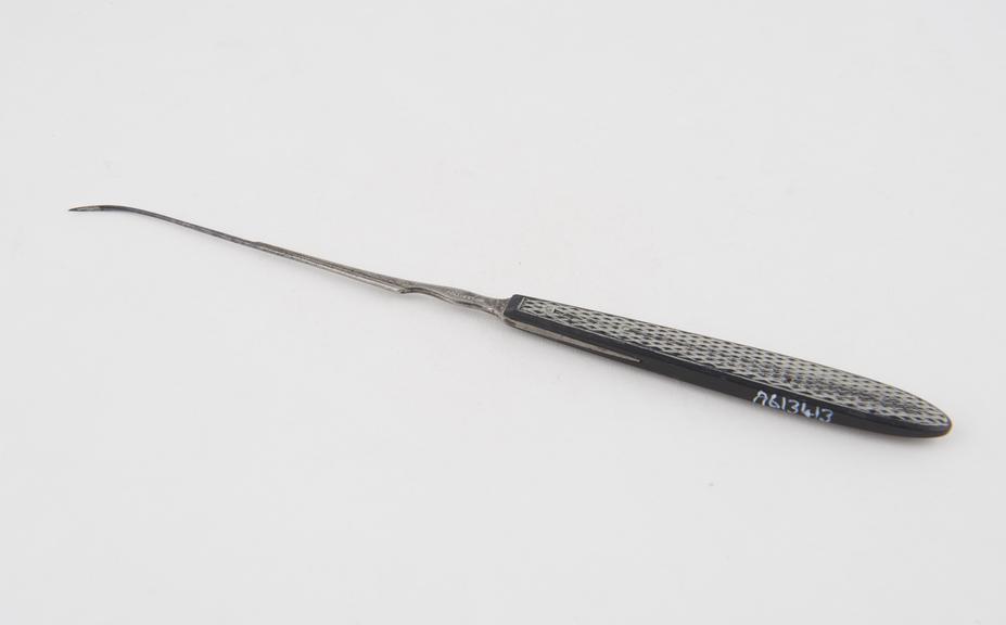 Vaginal fistula needle, steel and ebony