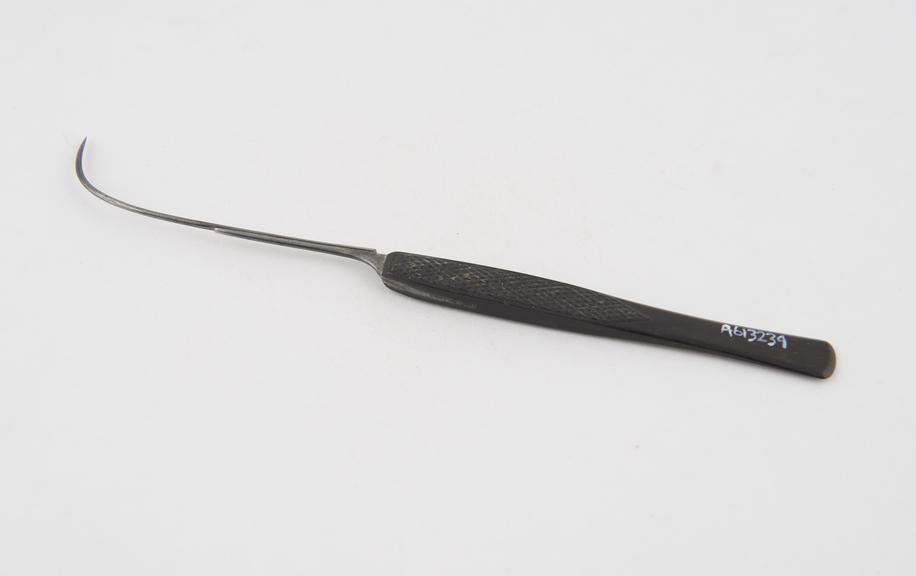 Vaginal fistula needle, steel and ebony, 19th century