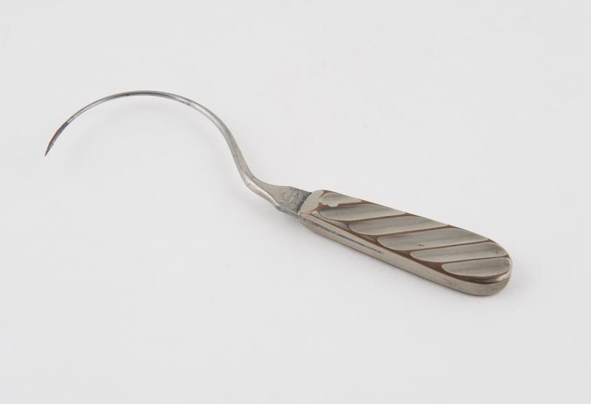 Hernia needle, steel, plated, by Arnold and Sons of London