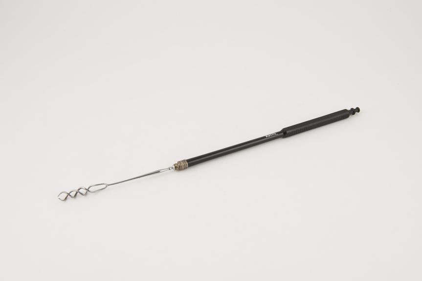 Sims' corkscrew probe, steel and vulcanite, probably British