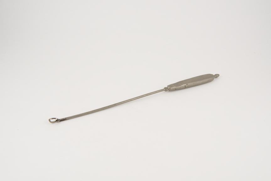 Uterine irrigating curette, steel, nickel-plated, 1880-1920