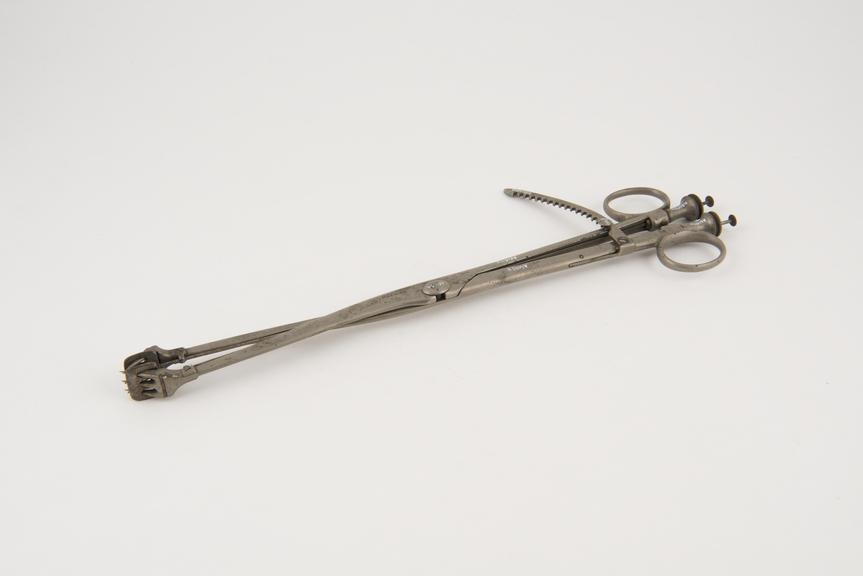 Uterine polypus forceps, steel, plated, by Mathieu of Paris