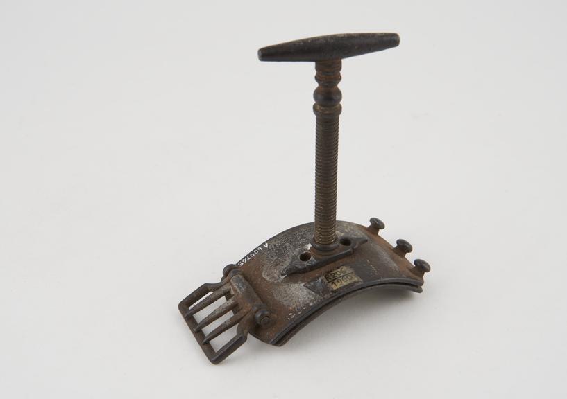 Tourniquet, Petit's type, iron screw clamp device only, c. 1780