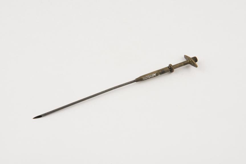 Aspirating needle, steel and brass, 19th century