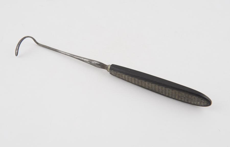 Hernia needle, steel and ebony, by Charriere of Paris, 1820-1860