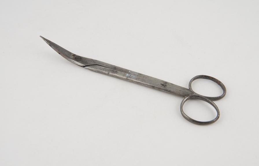 Scissor curved on flat with pointed ends, 19th century