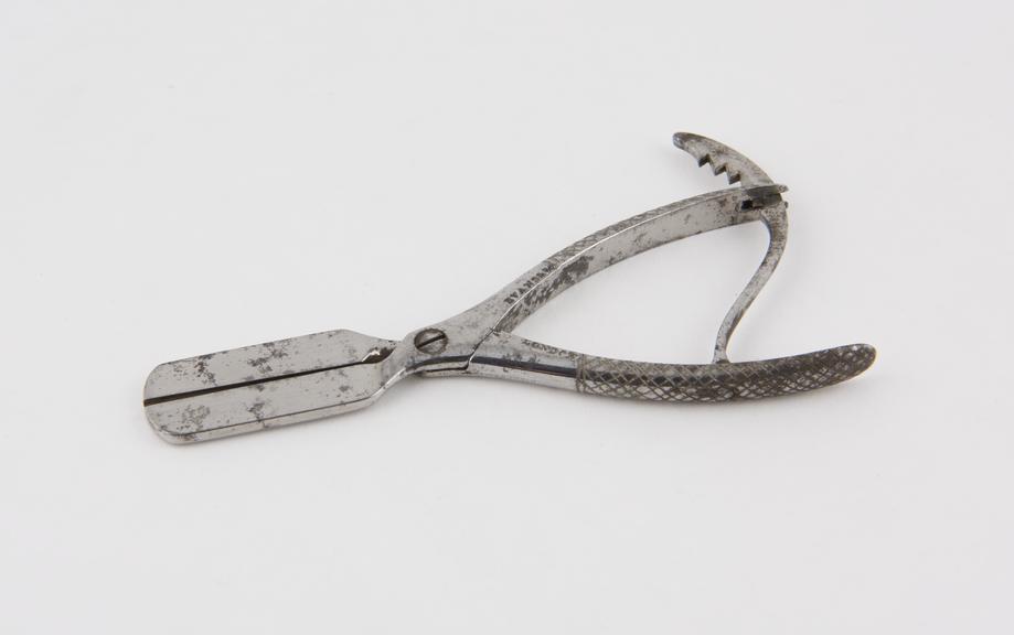 Haemorrhoidal clamp, steel, by Evans and Co