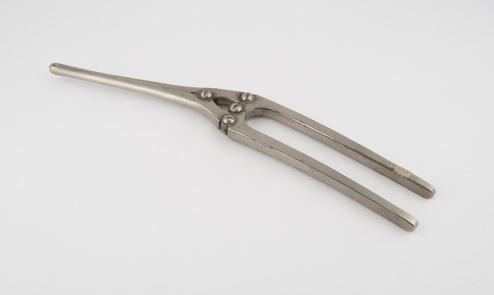 Payr's intestinal clamp forceps, steel, plated, British