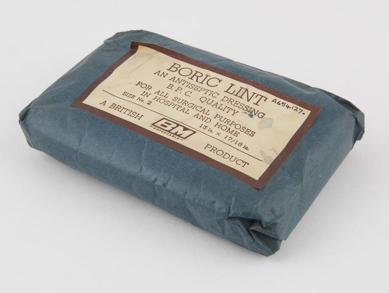 Small packet of boric lint, size 2, by BM, British, 1930-1960