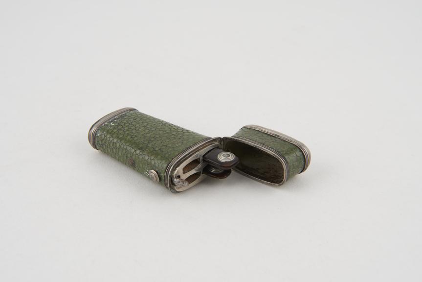 2 lancets, steel and tortoiseshell, in shagreen case