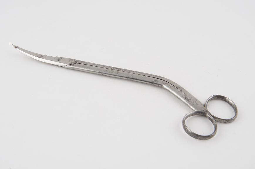 Uterine scissors, probably Bozemann's, curved, left handed