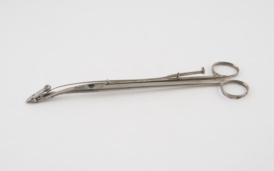 Uterine scissors, steel, plated, by Tiemann and Co