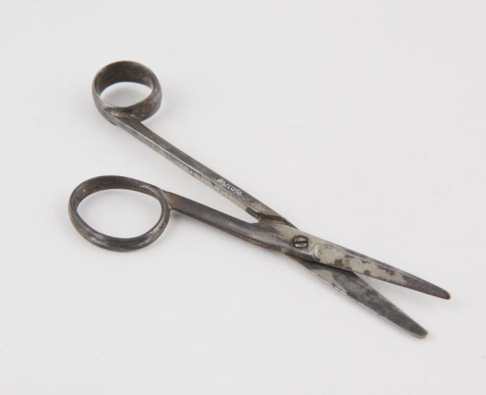 Probably suture scissors with unequal length shanks