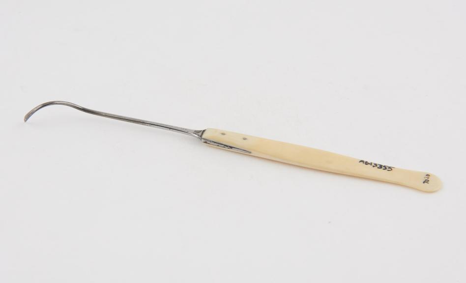 Cleft palate needle(?), steel and ivory, by Coxeter of London