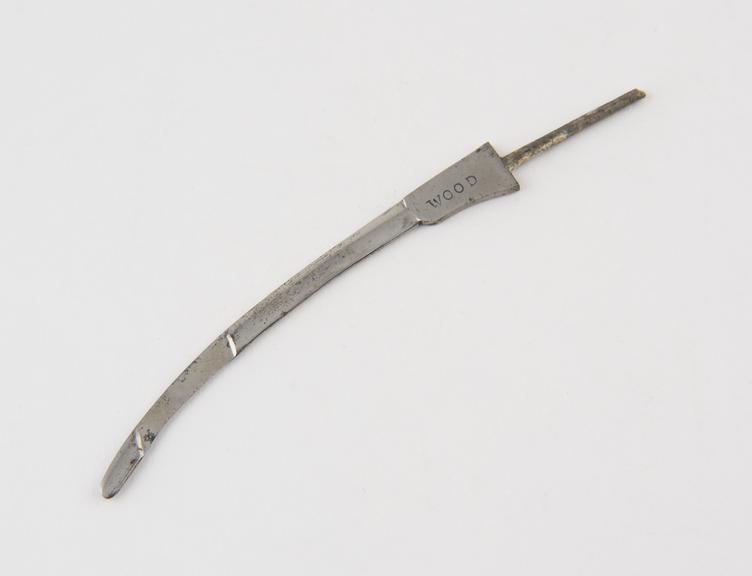 Hernia bistoury, blade only, steel, by Wood, British