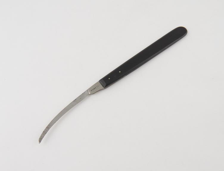 Bistoury, curved and probe-ended, steel and ebony