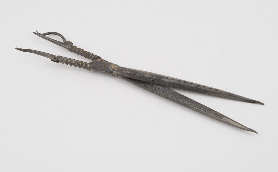 Scissors, steel with brass inlay, possibly North African