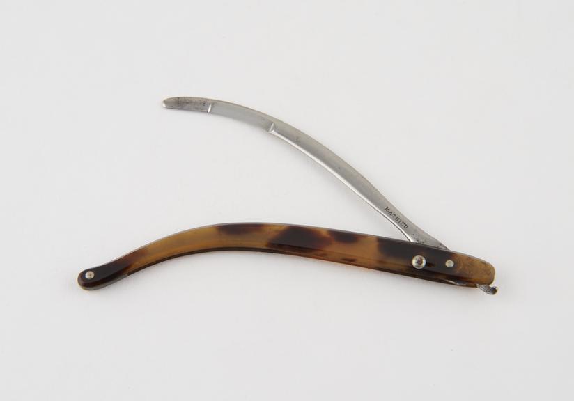 Hernia bistoury, steel, folding, in tortoiseshell sheath