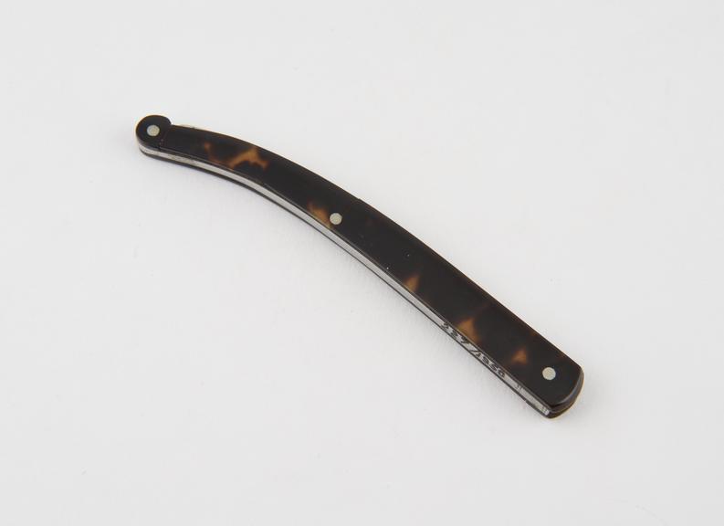 Hernia bistoury, steel, folding, in tortoiseshell sheath