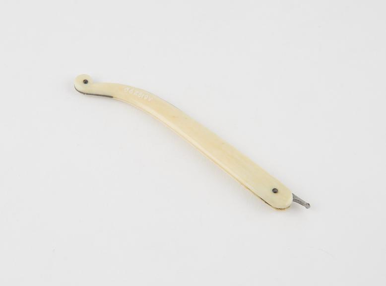 Bistoury, steel, folding, in ivory sheath, by Read of Dublin