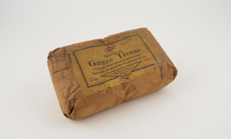 Packet of gauze tissue, c.1940, by Maw of Barnet