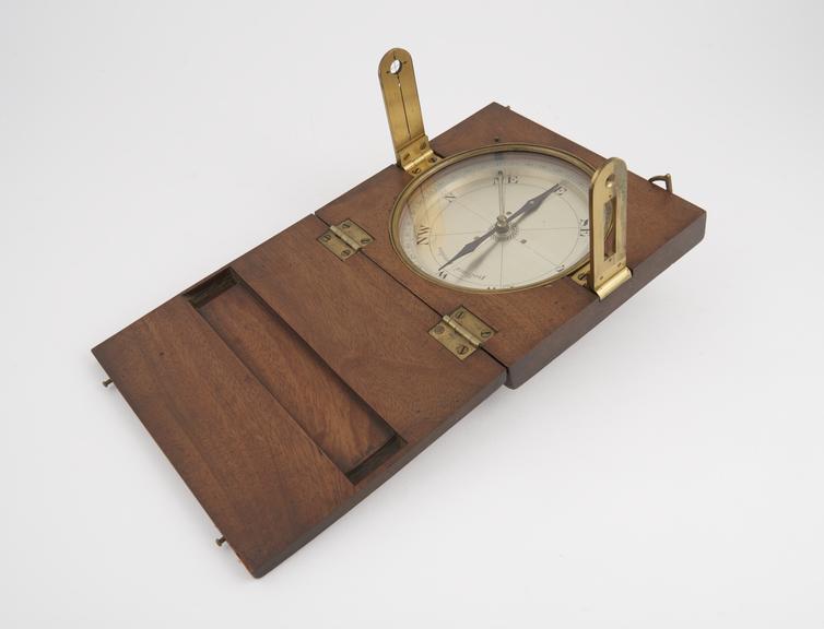 Azimuth compass with mahogany body, by Dollond family, London