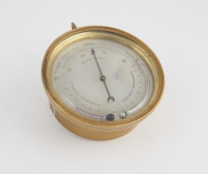 Aneroid barometer with two thermometers