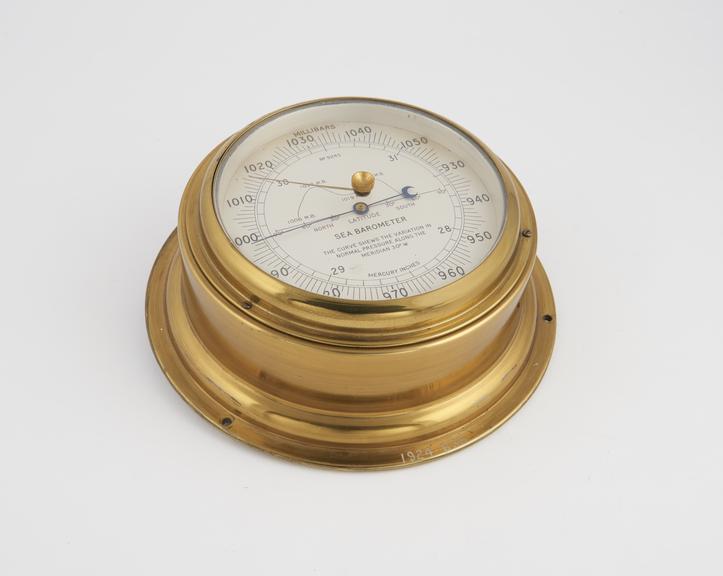 Sea aneroid barometer with dial designed by Sir Napier Shaw