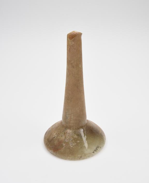 Glass candlestick flask (unguent bottle), Roman, 151-300AD