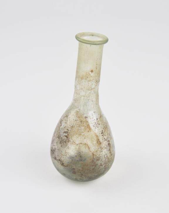 Glass unguent bottle, Roman, 151-300 AD/CE