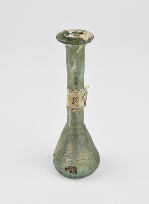 Glass unguent bottle, Roman, 151 to 300 AD