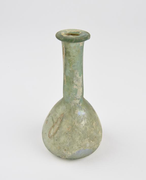 Glass unguent bottle, Roman, 151 to 300 AD