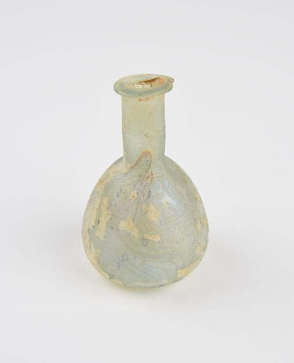 Glass unguent bottle, Roman, 151 to 300 AD