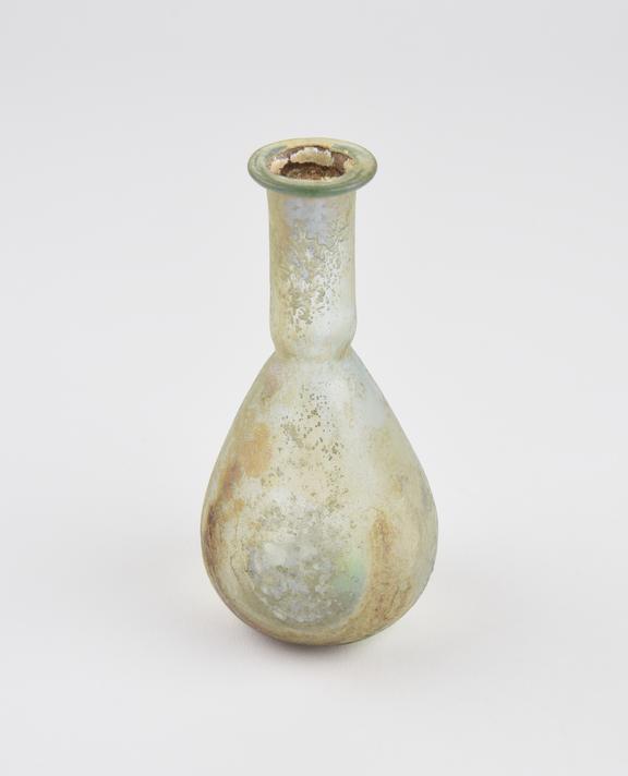 Glass unguent bottle, Roman, 151 to 300 AD