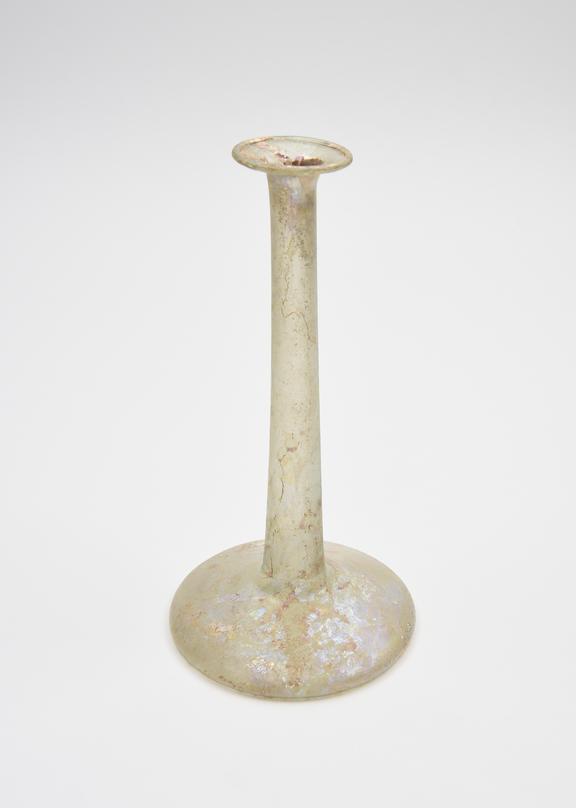 Glass candlestick flask (unguent bottle), Roman, 151-300AD