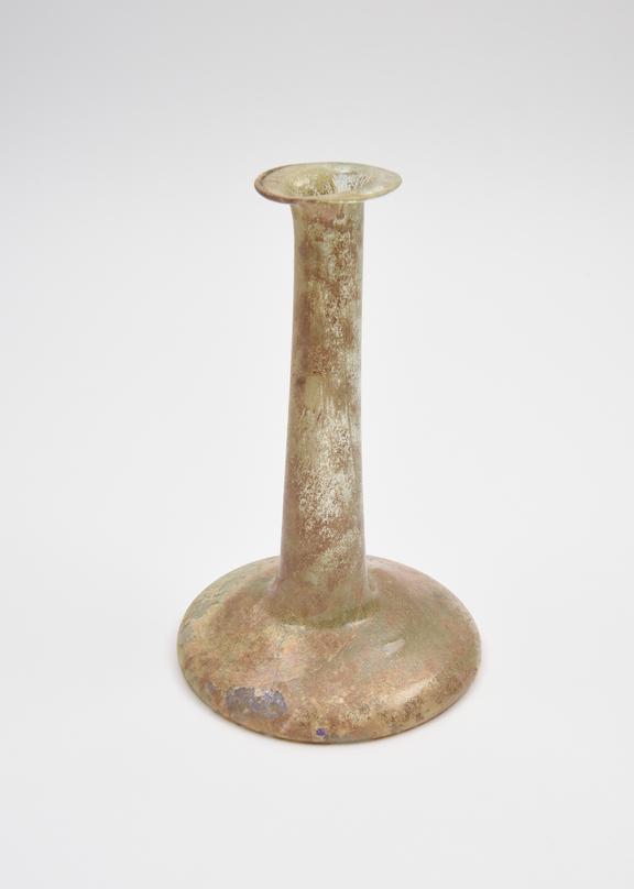 Glass candlestick unguent bottle, Roman, 151-300AD