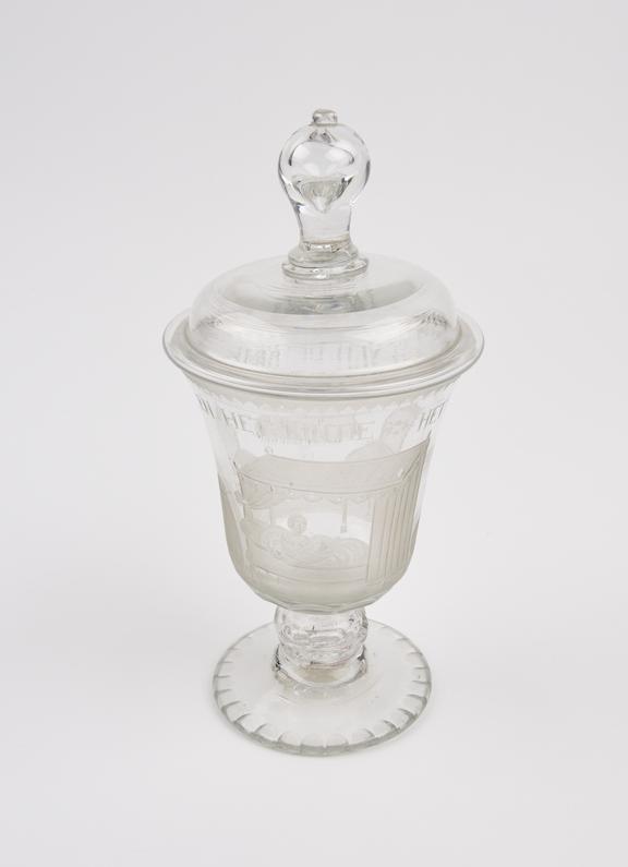 Christening goblet, engraved glass, from Netherlands