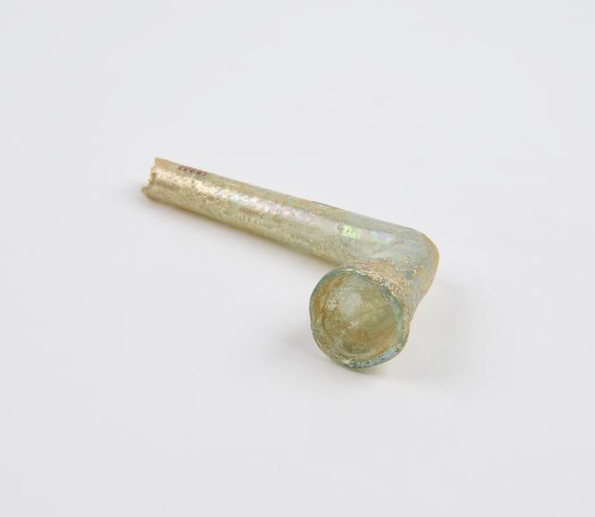 Glass funnel, shaped like tobacco pipe, use uncertain, Islamic