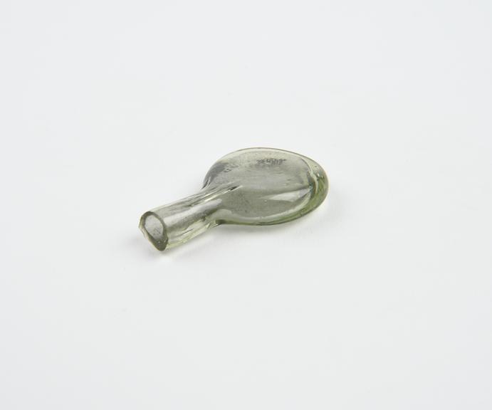 Glass flask, discus body [Coplanar] with neck, Islamic