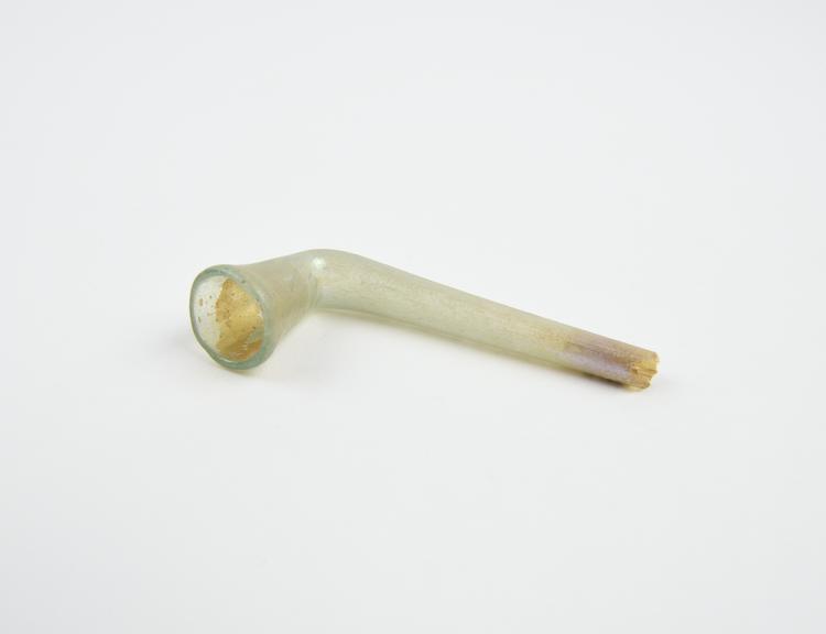 Glass funnel shaped like a tobacco pipe, use uncertain, Islamic