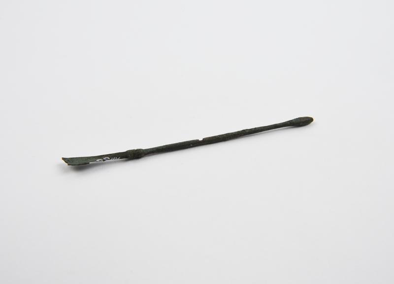 Combined spatula and olive-ended probe, bronze, Roman