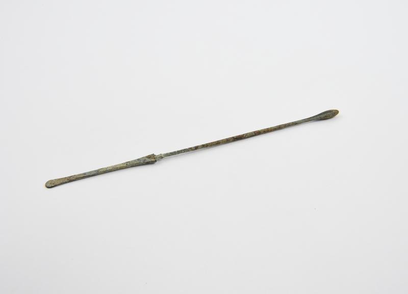 Combined spatula and olive ended probe, bronze