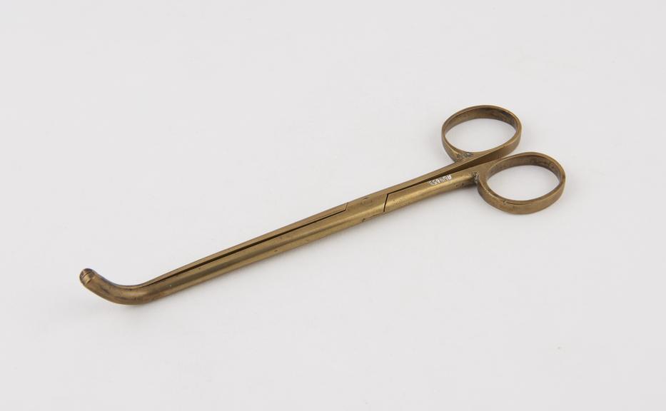Trancheal dilator, steel, brass-plated, 1880 to 1920