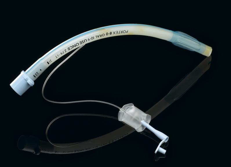 Endotracheal tube, cuffed, plastic, by Portex, England, 1981