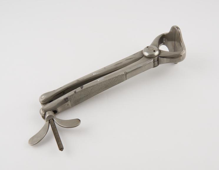 Pollock's haemorrhoidal clamp, steel, plated, by Wright and Co