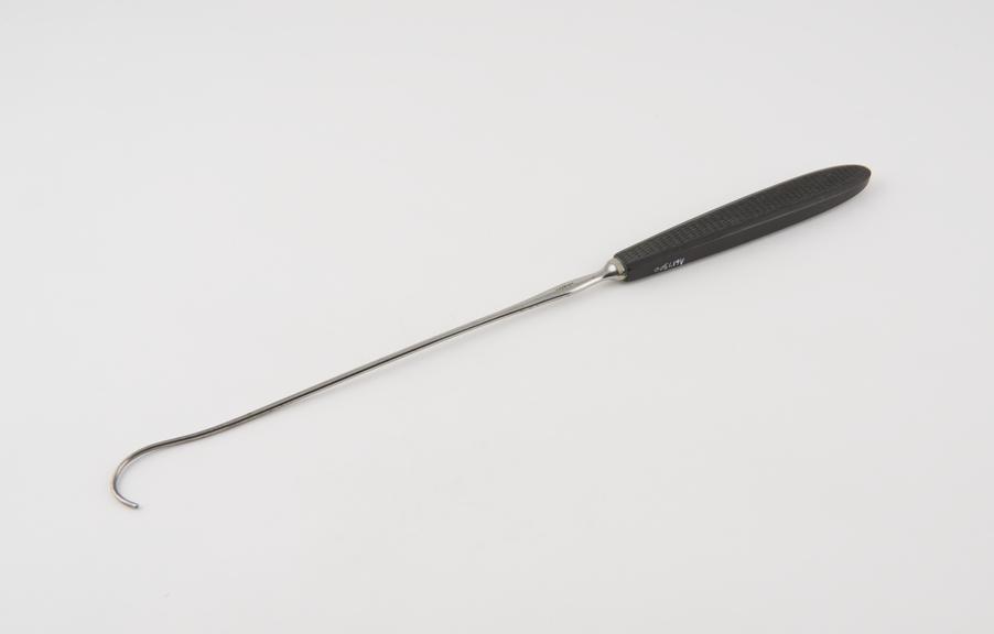 Uterine hook(?), steel and ebony, by Mathieu of Paris