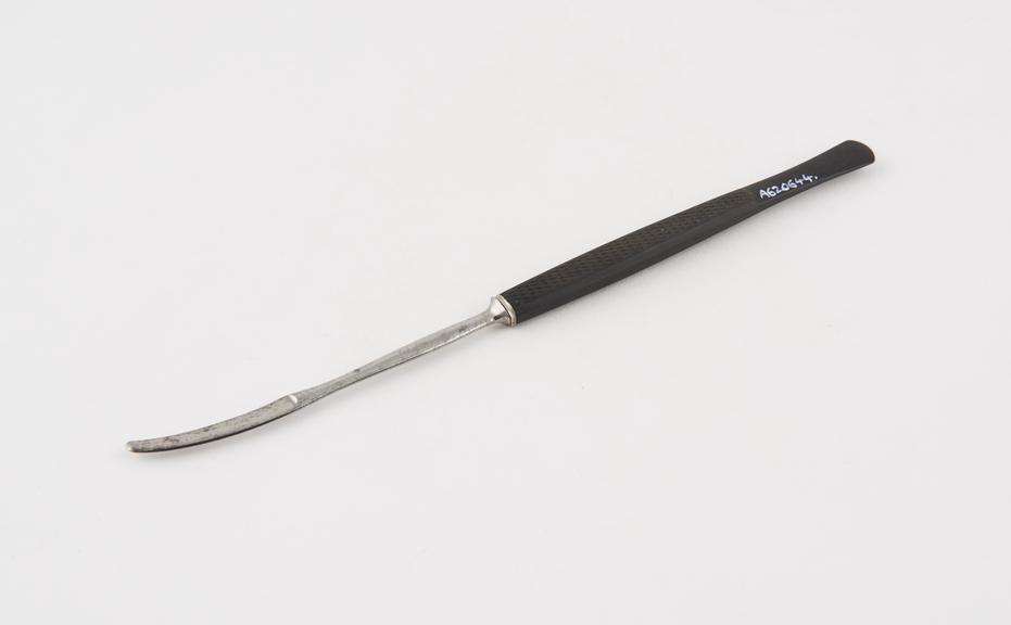 Bistoury, curved and probe-ended, steel and ebony