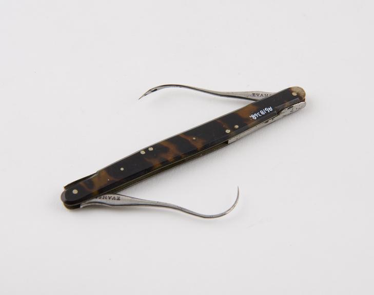 Tenaculum and aneurism needle, steel, folding