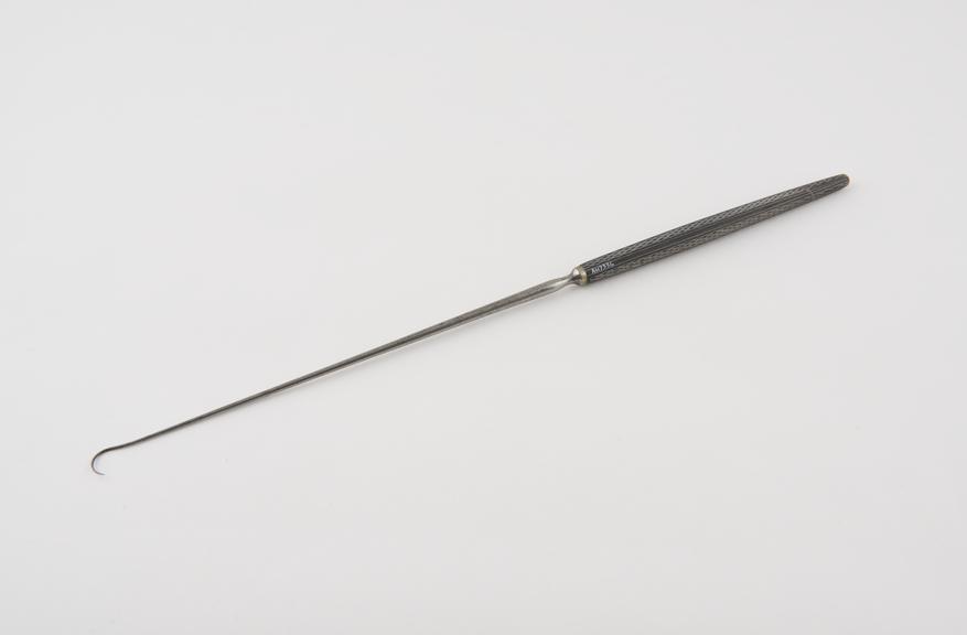 Probably uterine sharp hook, 19th century, steel, ebony