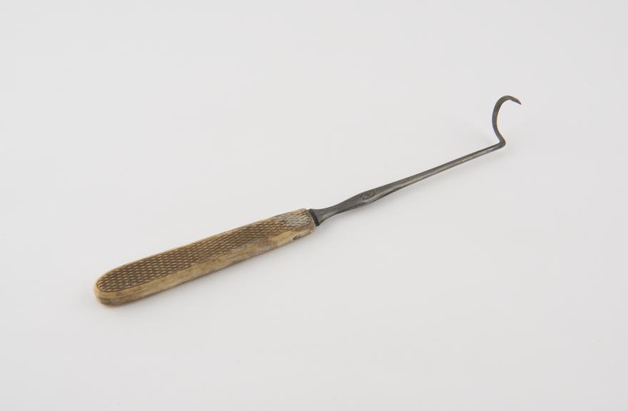 Cleft palate needle(?), steel with ivory handle, by Durroch